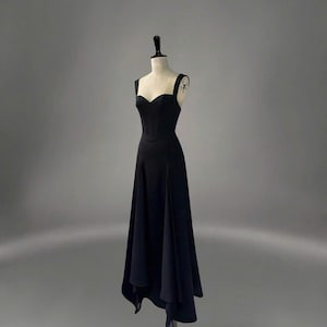 Black Dress / Long Silk Satin Dress / Summer Dress/ Engagement Dress/ Bridesmaid Dress/ Gift For Her / Gift for Bride OOA125