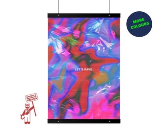 Let's rave | minimalist print trippy colourful party fun A3 A4 A5 A2 Digital Download