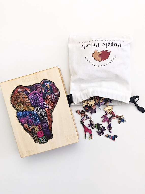 Elephant Wooden Jigsaw Puzzle: African Safari Animals, 270 Pieces