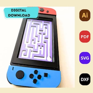 Rompecabezas de laberinto de videojuegos SVG / Archivo para consola de corte láser / Proyecto DIY para gamers