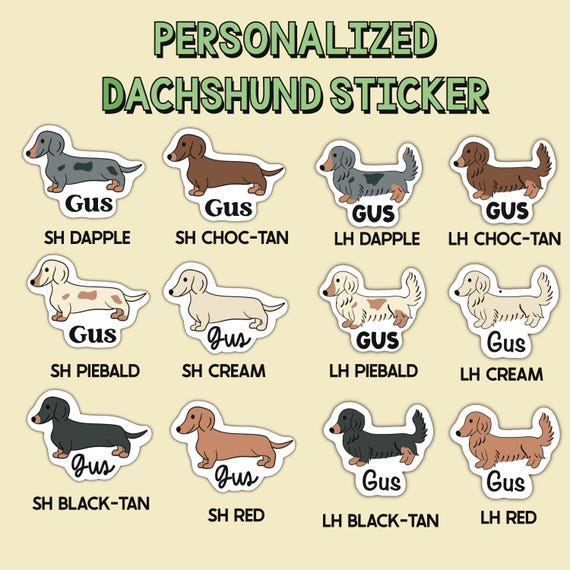 Custom Dachshund Name Sticker: Dog Lover Gift