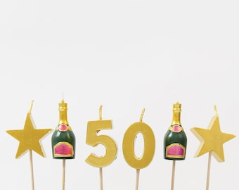50th Birthday Cake Candles: 3D Novelty Topper