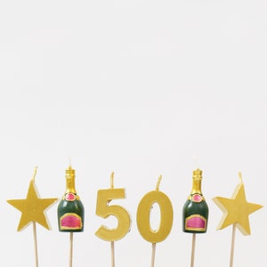 50th Birthday Cake Candles | 50th Birthday Cake Topper | 3D Novelty Cake Candles