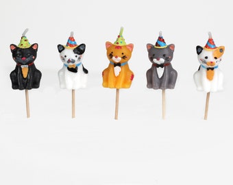 Cats in Party Hats Candles | Cats Cake Topper