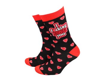 I F**king love you -  Men's Bamboo Novelty Socks by Sock Therapy