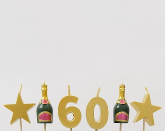 60th Birthday Cake Candles: 3D Milestone Cake Topper