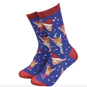 Women&#39;s Christmas Highland Cow - Gift Socks from Sock Therapy by Smiling Faces