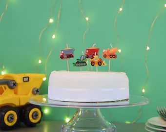Construction Truck Cake Candles: 3D Builder Birthday Party Toppers