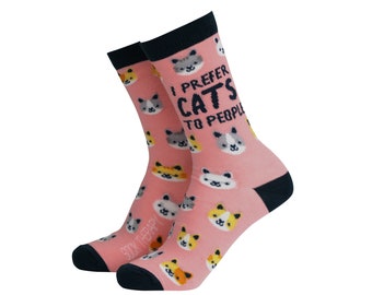 Women's 'I prefer cats' Bamboo Gift Socks by Sock Therapy