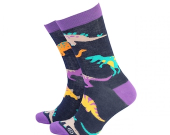 Dinosaur - Men's Dinosaur Bamboo Gift Socks from Sock Therapy by Smiling Faces