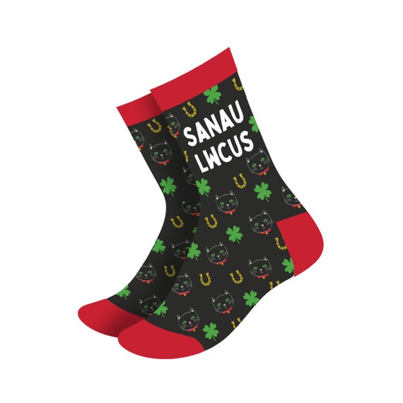 Walisische Bambus Herrensocken: Schwarze Katze & Klee Neuheit Design -  Etsy.de