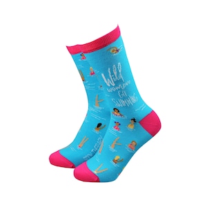 Women&#39;s &#39;Wild Women Go Swimming&#39; Bamboo Gift Socks by Sock Therapy