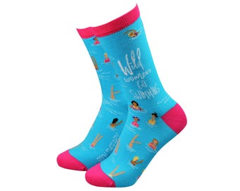 Women's 'Wild Women Go Swimming' Bamboo Gift Socks by Sock Therapy