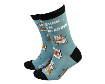 Shhh I'm Reading - Book Lover Men's Bamboo Novelty Socks by Smiling Faces
