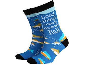 Men's Fishing Bamboo Novelty Gift Socks by Smiling Faces