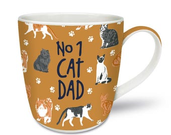 No 1 Cat Dad Mug - New Bone China Coffee Cup