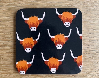Highland Cow Coaster - Onderzetter voor drankjes, cadeau van Smiling Faces