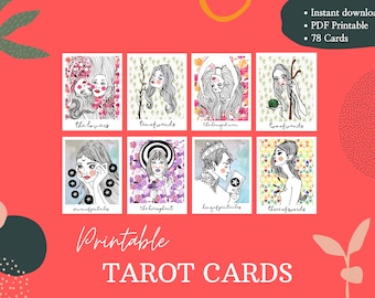 Tarot Card Deck to Print at Home | Complete 78-Card Tarot Deck | Printable Tarot Cards