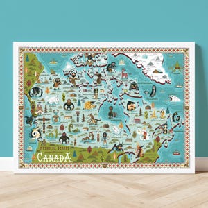 Bêtes mythiques du Canada - carte illustrée - impression giclée d'art