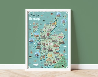 Castles of Scotland - Illustrated map - Fine art giclee print