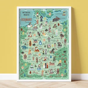 Bêtes mythiques d'Allemagne - Carte illustrée - Impression giclée d'art
