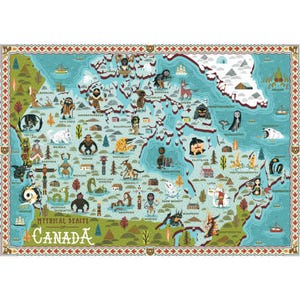 Bêtes mythiques du Canada - carte illustrée - impression numérique - A3