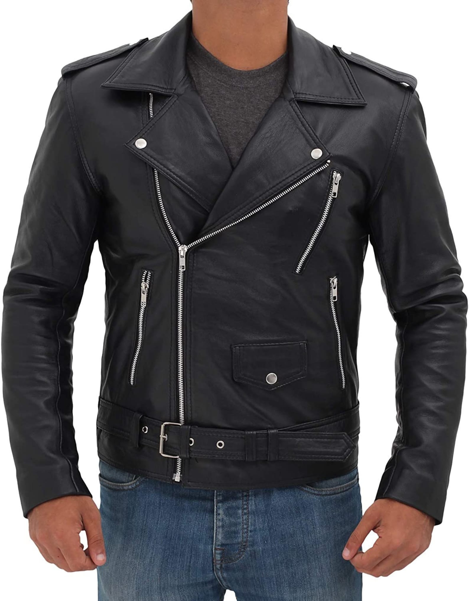 Mens Real Leather Brando Jacket Motorbike Motorcycle Perfecto - Etsy
