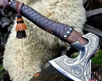 Smith Custom Handmade Carbon Steel Viking Axe , Rose Wood Shaft , Best Birthday And Anniversary Gift For Him, Father's Day Gift , Axes