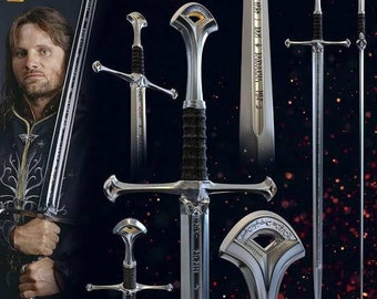 ANDURIL Épée d'arpenteur, épée gravée personnalisée, épée LOTR, épée du roi Aragorn du Seigneur des anneaux, couteau Strider, cadeaux Lotr pour homme