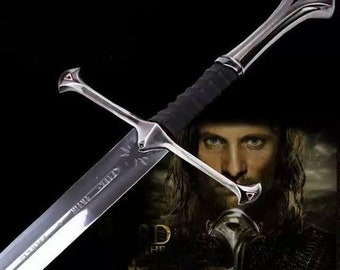 ANDURIL Épée d'arpenteur, épée gravée personnalisée, épée LOTR, épée du roi Aragorn du Seigneur des anneaux, couteau Strider, cadeaux Lotr pour homme