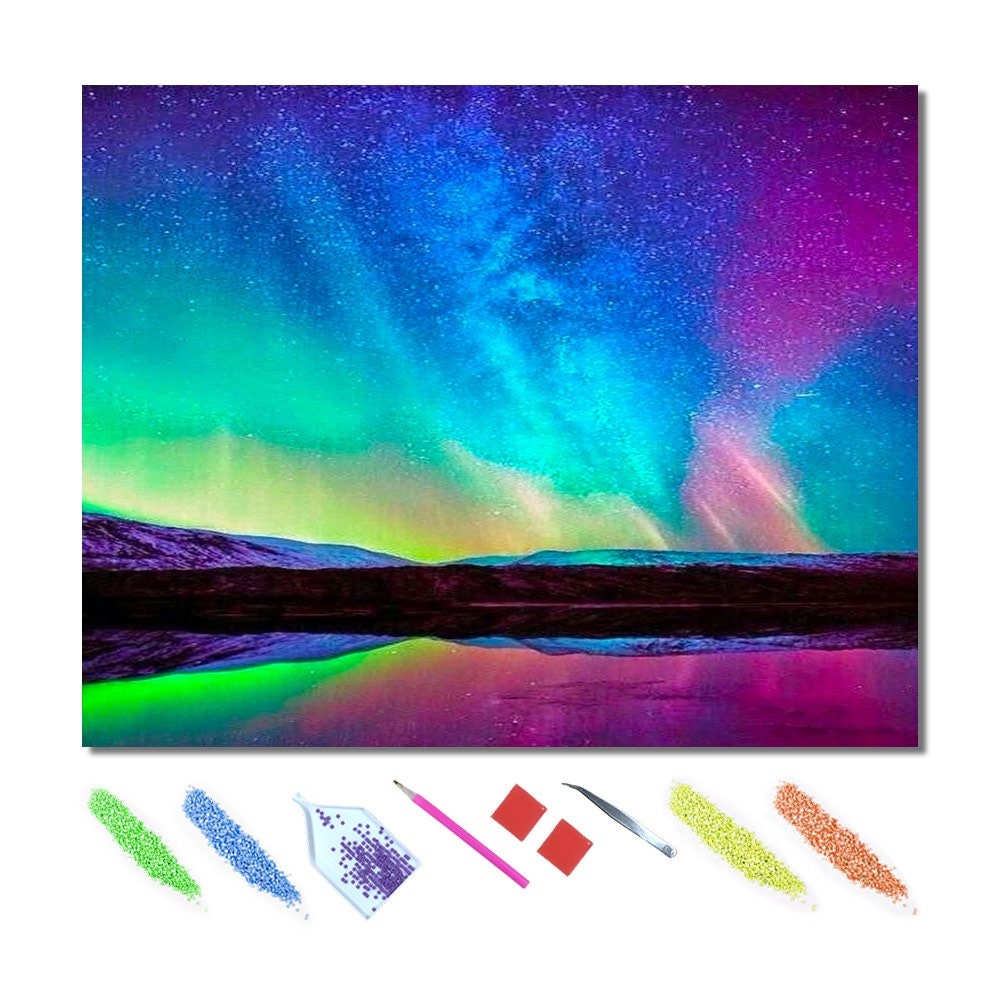 Paint By Diamond DIY Painting Kit Northern Lights Ships Etsy