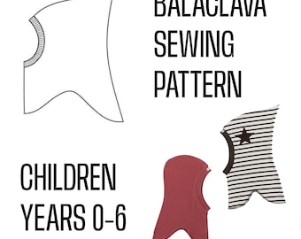 Balaclava for Kids Sewing Pattern. Balaclava Sewing Pattern for Children, Sizes 0-6 years. Two Models PDF format