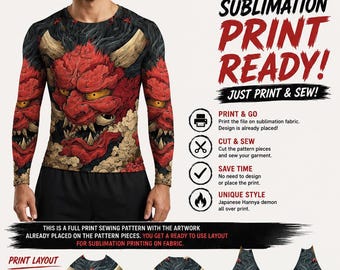 Long Sleeve Sewing Pattern | Ready-to-Print Sublimation Design | Japanese Dark Fashion Digital Download