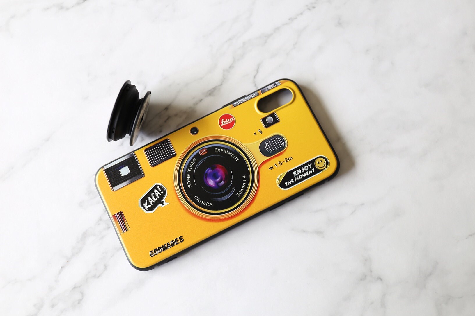 Iphone and Huawei cases with camera pattern Yellow and Etsy