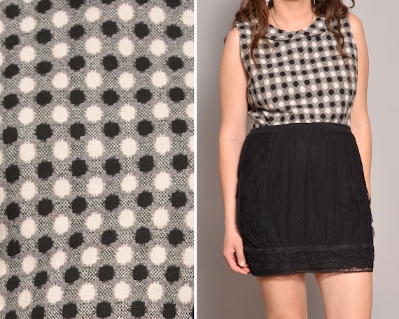 Sleeveless Sweater Black and White Collared Pin Up