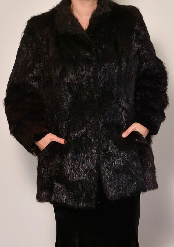 Size 8 to 10 | Black Classic Nutria Fur Jacket | … - image 4