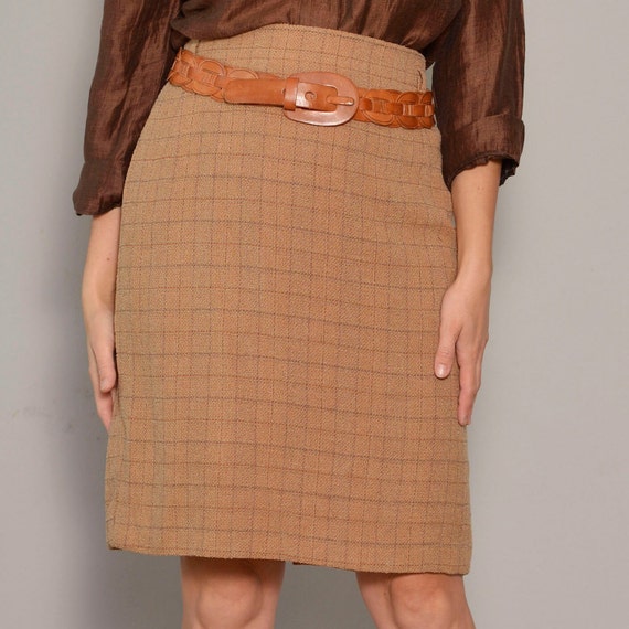 Size 10 to 12 | Orange Brown 80s New Wool Tweed M… - image 2