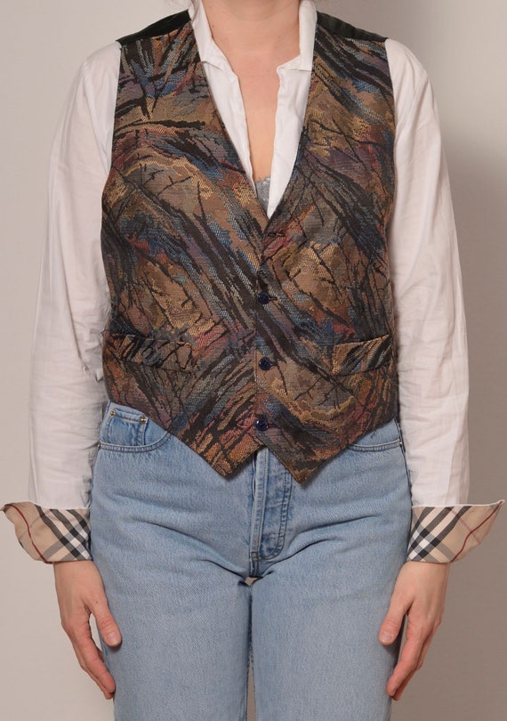 Abstract Pattern Black Yellow Jacquard Vest | Yel… - image 5