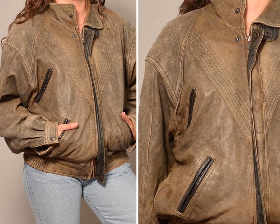 80s leather bomber jacket