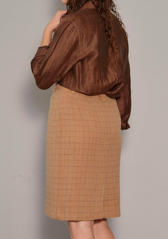Size 10 to 12 | Orange Brown 80s New Wool Tweed M… - image 5