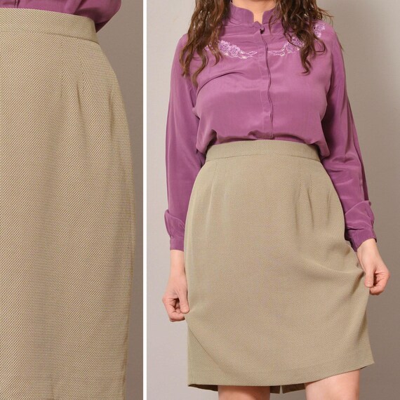 Textured Minimalist Plus Size Skirt Size 12 14 Basic Beige Black Formal Skirt Back Slit High Waisted 90s Vintage Skirt Straight Skirt Etsy Canada