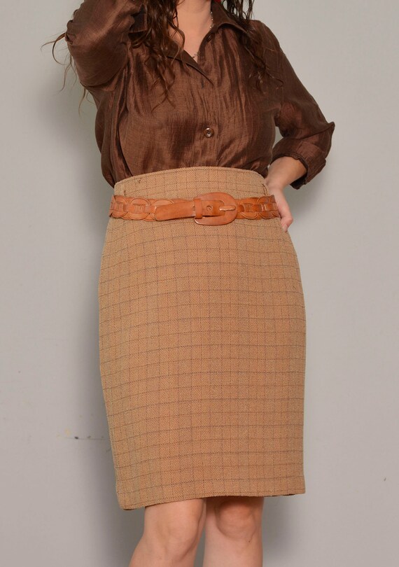 Size 10 to 12 | Orange Brown 80s New Wool Tweed M… - image 4