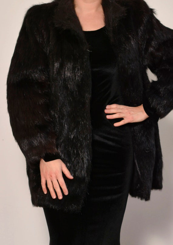 Size 8 to 10 | Black Classic Nutria Fur Jacket | … - image 3