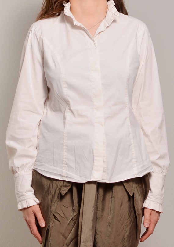 Size 10 | Pleated Detail White Classy Shirt | Ple… - image 6