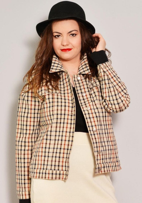 Size 8 | Heritage Style Beige Plaid Jacket | Tate… - image 2