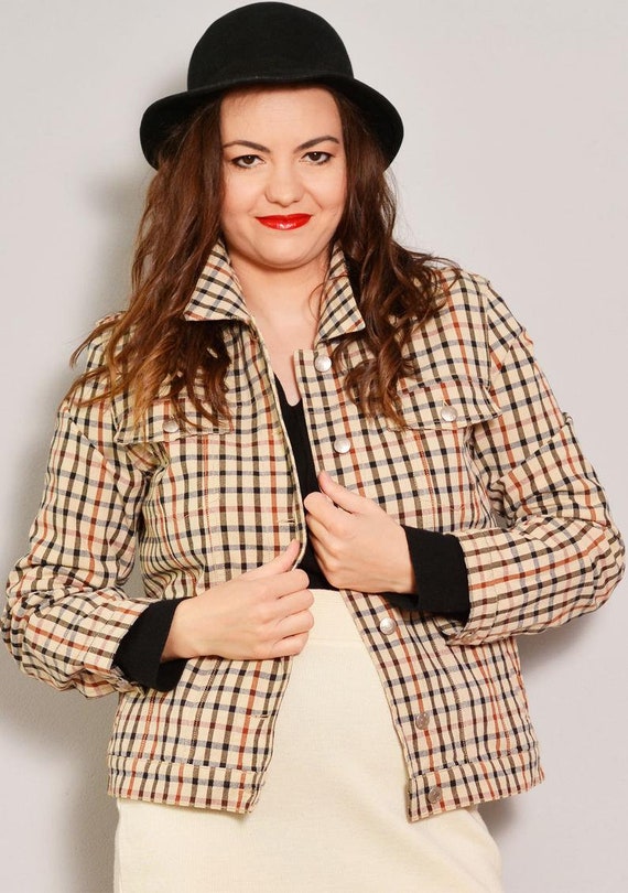 Size 8 | Heritage Style Beige Plaid Jacket | Tate… - image 6