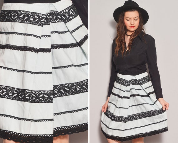 Black Crochet Lace Blue Skirt | Scallop Detail A L