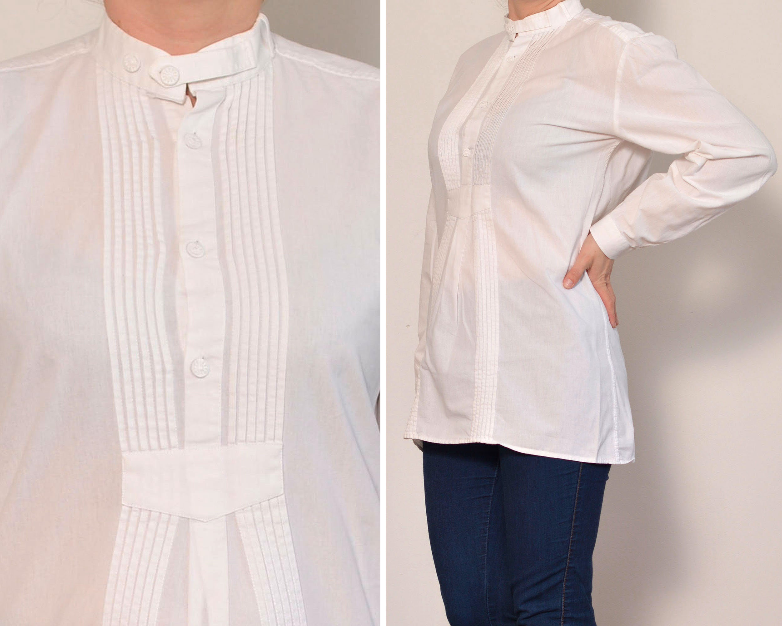 Size 6 Pintuck Design White Tunic Shirt Trachten Style - Etsy