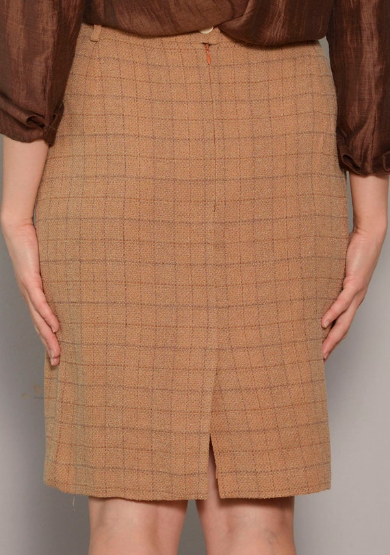 Size 10 to 12 | Orange Brown 80s New Wool Tweed M… - image 6