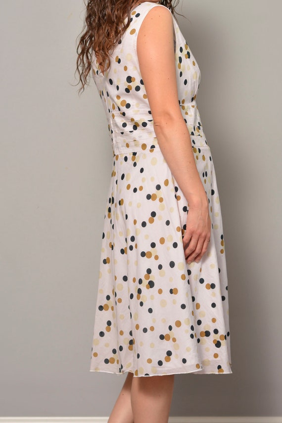 Size 12 14 | Polka Dot White Summer Dress | Retro… - image 5